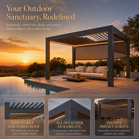 Pergola motorisée 20x20, pergola rétractable en aluminium, éclairage solaire LED extérieur, bâtiments de jardin