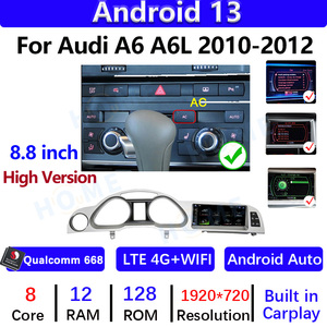 12G + 128G Android 13 araba <span class=keywords><strong>Video</strong></span> oyuncular için AUDI A6 A6L 2005-2012 Android araba multimedya Qualcomm 668 navigasyon radyo WIFI - Product Image 3