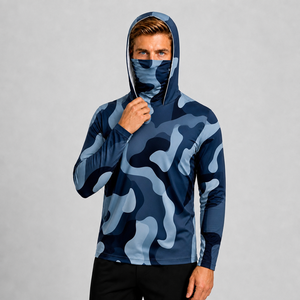 Men's <b>Long</b> <b>Sleeve</b> Camouflage Hooded Fishing <b>Shirt</b> UPF 50 Quick Dry Pullover Top - Product Image 2