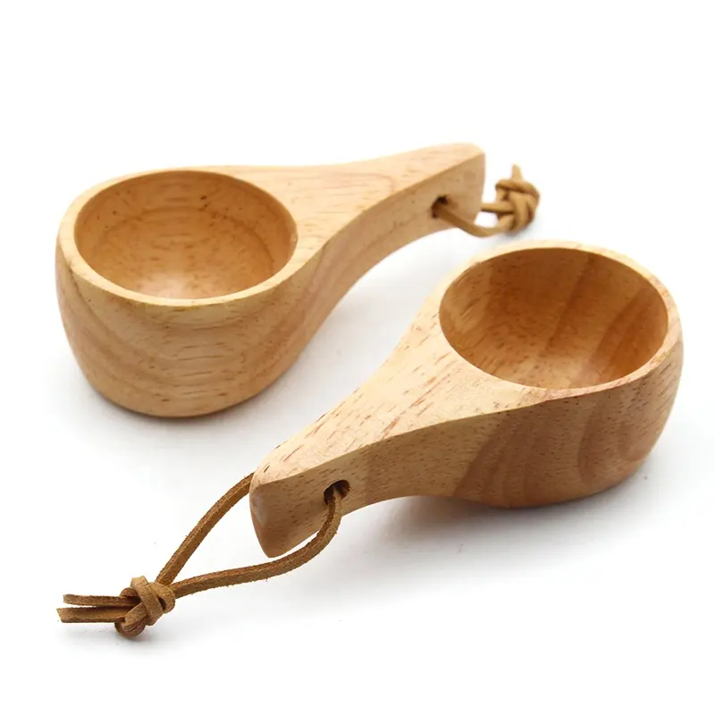 Custom Logo Wooden Kuksa Mugs Eco Nordic Outdoor Camping 50ml Mini Wood Wine Cup