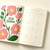 Agenda annuel A5 2028, carnet à couverture rigide, impression florale personnalisée, cadeau