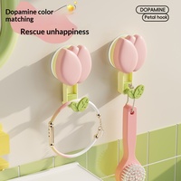 ZT2258 Crochet à ventouse en plastique en forme de tulipe, fixation puissante sans perforation, support adhésif pour serviettes, cuisine, salle de bain, mur