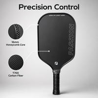 GEN4 PASSION T700 Raket Pickleball Serat Karbon Profesional Inti Sarang Lebah PP Raket Pickle Ball Pro Daya Putar Tinggi