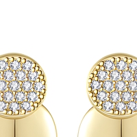 Boucles d'oreilles clous tendance minimalistes et élégantes en argent sterling 925 micro-pavé CZ double couche pour femme, motif disque géométrique