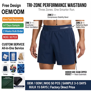 Pantalones Cortos Deportivos de Spandex de Secado Rápido sin Costuras con Logotipo Personalizado OEM para Maratón, para Hombre y Mujer, con Bolsillo con Cremallera en la Cintura para Entrenamiento Físico - Product Image 2