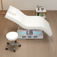 Lit de Luxe Incurvé pour Extensions de Cils, Lit de Beauté Électrique Lacté, Lit Facial, Lits de Massage à 3 Moteurs pour Salon de Beauté, Mobilier de Salon