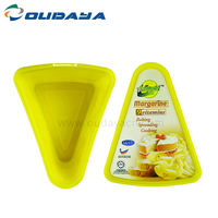 Envase de Plástico Triangular con Tapa para Margarina, Contenedor para Untar Queso, Caja para Sándwiches, Diseño Nuevo y Único con Impresión IML Personalizada