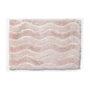 Skymoving New Custom Wave Black Shaggy Bathroom Mat Water Absorbent Bath Rug Non-slip Microfiber Bath Mats With TPR Backing