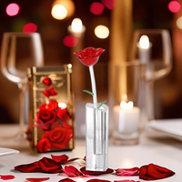 JY Crystal Crafts - Ventes chaudes - Fournisseur d'usine - Cadeau de la Saint-Valentin - Fleurs de rose en cristal avec vase - Cadeau d'anniversaire