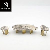 Juego de mesa de centro superior de mármol con patas de acero inoxidable de lujo para el hogar Leon de alta calidad, mesa de centro nórdica Irregular