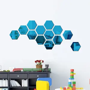Autocollants miroir Hexagonal en acrylique souple, étiquette décorative, en forme de nid d'abeille, pour salon, chambre à coucher, bureau, de maison, DIY bricolage, bon marché
