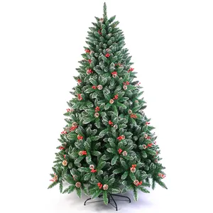 SY Luxury Artificial PVC Flocking Christmas Tree With Decoration Natural Pine Cone Arbol De Navidad