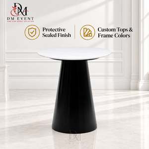 Custom Black Stainless Steel Round Cocktail <b>Table</b> for Hotel Bar <b>Party</b> Wholesale Buyers with Mirror Glass Top for Event Planner - Product Image 1