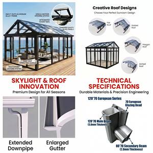 Solárium Prefabricado Moderno, Doble Vidrio Templado, Insonorizado, Impermeable, Jardín de Invierno Personalizable para Patio de Villa - Product Image 4