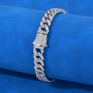 Premium Chunky 18K Gold Plated 925 <b>Silver</b> VVS Moissanite Diamond Miami Cuban Link Chain Hip Hop Iced Out Pass Diamond Tester Men - Product Image 3
