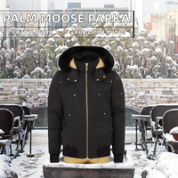 Parka d'hiver personnalisée avec capuche en fourrure de renard, respirante, noire, avec fermeture éclair, en toile décontractée, doudoune pour homme motif élan