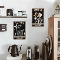 Juego de Letreros Metálicos Vintage con Diseño de Esqueleto, Decoración Retro para Pared de Hogar, Cocina, Bar o Cafetería