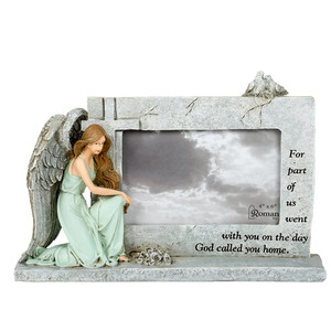 Marco de fotos de alas de Ángel de poliresina, Marco conmemorativo de 7 "H, sostiene 4x6 para siempre <span class=keywords><strong>con</strong></span> Los Ángeles - Product Image 1
