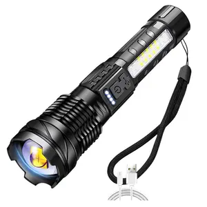 Lampe de poche tactique USB en gros 800 Lumens 360 Torche COB portable Lampes de poche de camping magnétiques zoomables