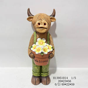 Nieuw Aankomst Tuinbeeld Magnesia Bloempot Hoogland Koe Beeldje Hars Ambachtelijke Koe <span class=keywords><strong>Planter</strong></span> Voor Buitentuin Decoratie - Product Image 2