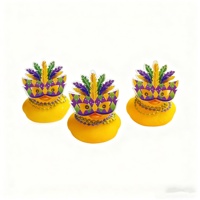 Canards de voiture Wowei Mardi Gras, mini-canards en caoutchouc, ornement de voiture avec mini masque de Mardi Gras, perles, collier, décoration flottante pour le bain