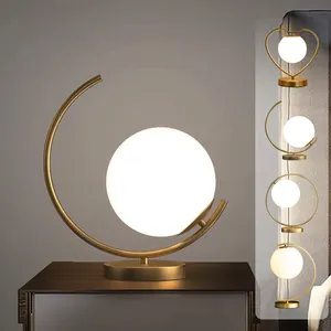 Nordic Morden Luxury Gold Bedroom Design Hotel Living Bed Room Desk Light Shade Brass Crystal Bedside Led Table Lamp