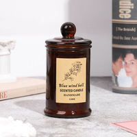 Bougie parfumée artisanale en verre ambré, confortable et élégante, 3,5 oz, étiquette vintage, aromathérapie, décoration pour chambre, maison, hôtel, vente chaude