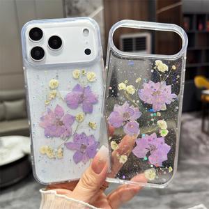 Funda para Teléfono XP723 Transparente con Tres Flores Moradas y Golondrina Voladora, Compatible con iPhone 17PROMAX 16PLUS 15PRO, Nueva - Product Image 4