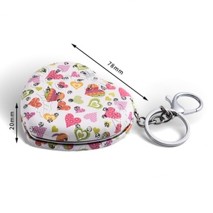 Custom Logo Makeup Diamond Bling Bling Portable PU Leather Vanity Cosmetic Heart Shape Mirror - Product Image 3