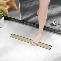 Drain de douche invisible en or brossé de 28 pouces, drain linéaire de luxe en acier inoxydable à insérer dans les carreaux pour salle de bain de villa personnalisée