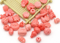 Lot de 10 Perles en Pierre Naturelle Coquillage de Conque Rose Corail Sculpté Fleur, Perles Entretoises Libres pour DIY Bracelet Pendentif Bijoux