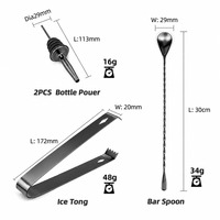 OEM ODM Ensemble d'outils de bar 11 pièces en acier inoxydable 304 noir poli, comprenant shaker à cocktails, doseur de bar, passoire Julep, pince à glace et becs verseurs