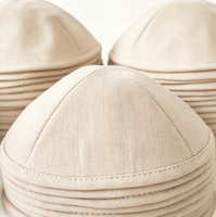 Yarmoulke en lin beige avec doublure imprimée, cousue à la main, casquette juive, approvisionnement en gros pour cérémonies privées et rassemblements communautaires