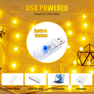 <span class=keywords><strong>Guirlande</strong></span> <span class=keywords><strong>lumineuse</strong></span> à boules LED YN pour décorations de Noël intérieures/extérieures, 5 m, 50 LED, 8 modes, alimentation USB, blanc chaud - Product Image 3