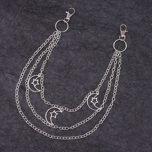 จี้รูปพระจันทร์และดาว สร้อยคล้องกางเกงหลายชั้น สร้อยคาดเอวสีเงินทิเบต เครื่องประดับแฟชั่นลำลอง - Product Image 3