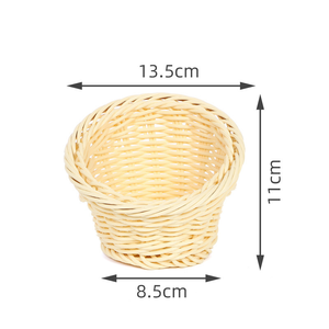 Cesta de plato cilíndrico tejido de ratán versátil hecha a mano para olla caliente aperitivos frutas y palomitas de maíz - Product Image 5