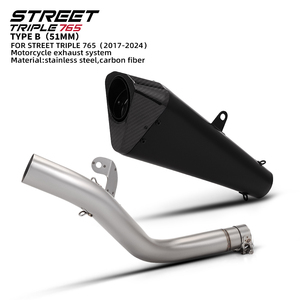 Pot d'échappement moto, tube intermédiaire de liaison, silencieux slip-on pour <span class=keywords><strong>Street</strong></span> <span class=keywords><strong>Triple</strong></span> 765 / 765S / 765R / 765RS 2017-2024 - Product Image 6