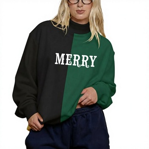 Sweat-shirt à col montant en tricot surdimensionné pour femme, avec logo personnalisé de qualité professionnelle, en tissu d'hiver, à manches longues, avec badge sur l'épaule - Product Image 1