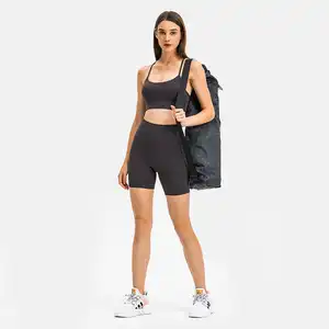 Shorts esportivos femininos de alta qualidade para exercícios físicos, calcinha curta sólida para controle da barriga e bumbum, shorts de ioga adequados para a pele