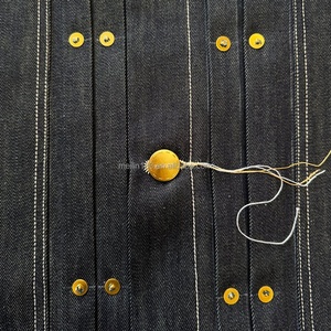 Vestes en jean coupe boxy boutonnées personnalisées en usine, en denim brut japonais selvedge 14oz épais, pour hommes - Product Image 4