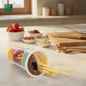 Wholesale Customized Halal HACCP Certified Kids Favorite Sweet Solid <strong>Chocolate</strong> Fruity Flavor Finger Biscuit Cup Cartoon Printed - Product Image 1