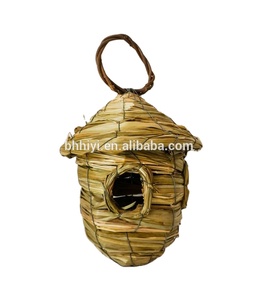 Maisons d'oiseaux suspendues tissées en paille naturelle faite à la main Cages nid perchoir poches <span class=keywords><strong>refuge</strong></span> d'oiseaux d'hiver - Product Image 6