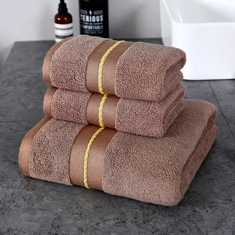 2022 Sample Available Home Towel Bath Towel 3 Piece Set Hotel Cotton Embroidered Towel Set
