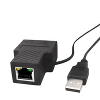 100Mbps RJ45 Ethernet Splitter 1 a 2 Extensión de red con cable de alimentación USB 8P8C Interfaz LAN Conector divisor de Internet
