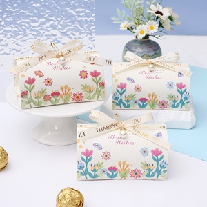 Boîte de bonbons de mariage avec nœud en perles de style coréen-Emballage de <span class=keywords><strong>chocolat</strong></span> de luxe bleu vert pour cadeaux de fête, décoration de table pour cadeaux d'anniversaire - Product Image 1