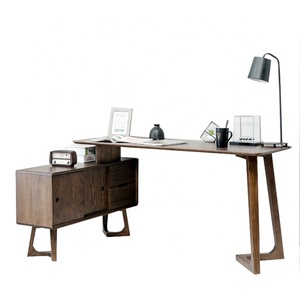 Bureau d'ordinateur en bois avec armoire à tiroirs, bureau, papeterie, bureau, maison - Product Image 1
