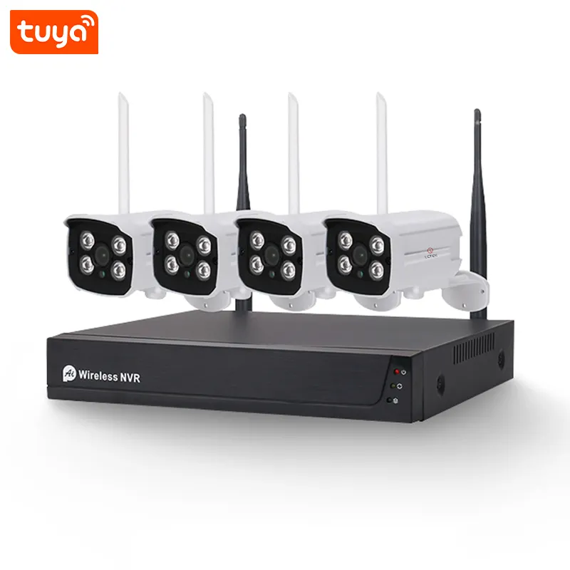 LCTEK Tuya akıllı 4CH kablosuz 1080P NVR kiti güvenlik CCTV WIFI kamera sistemi