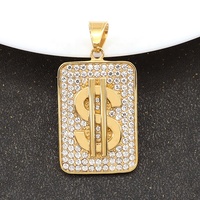 Pendentif et breloques tendance en acier inoxydable plaqué or 18 carats, style hip-hop, avec zircon et initiale, design King