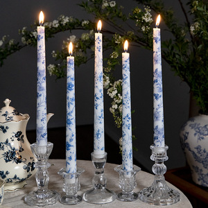 Elegant 25CM Blue <strong>White</strong> Porcelain Patterned <strong>Taper</strong> <strong>Candles</strong> Handmade 10 Inch Wedding <strong>Candles</strong> for Home Decoration Bars Christmas - Product Image 3