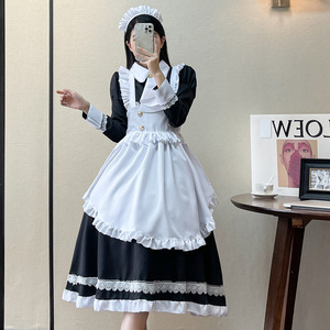 Zixiao Maid Costume Long Sleeve Black Polyester Women Adult Anime Cosplay Lolita Uniform - Product Image 5